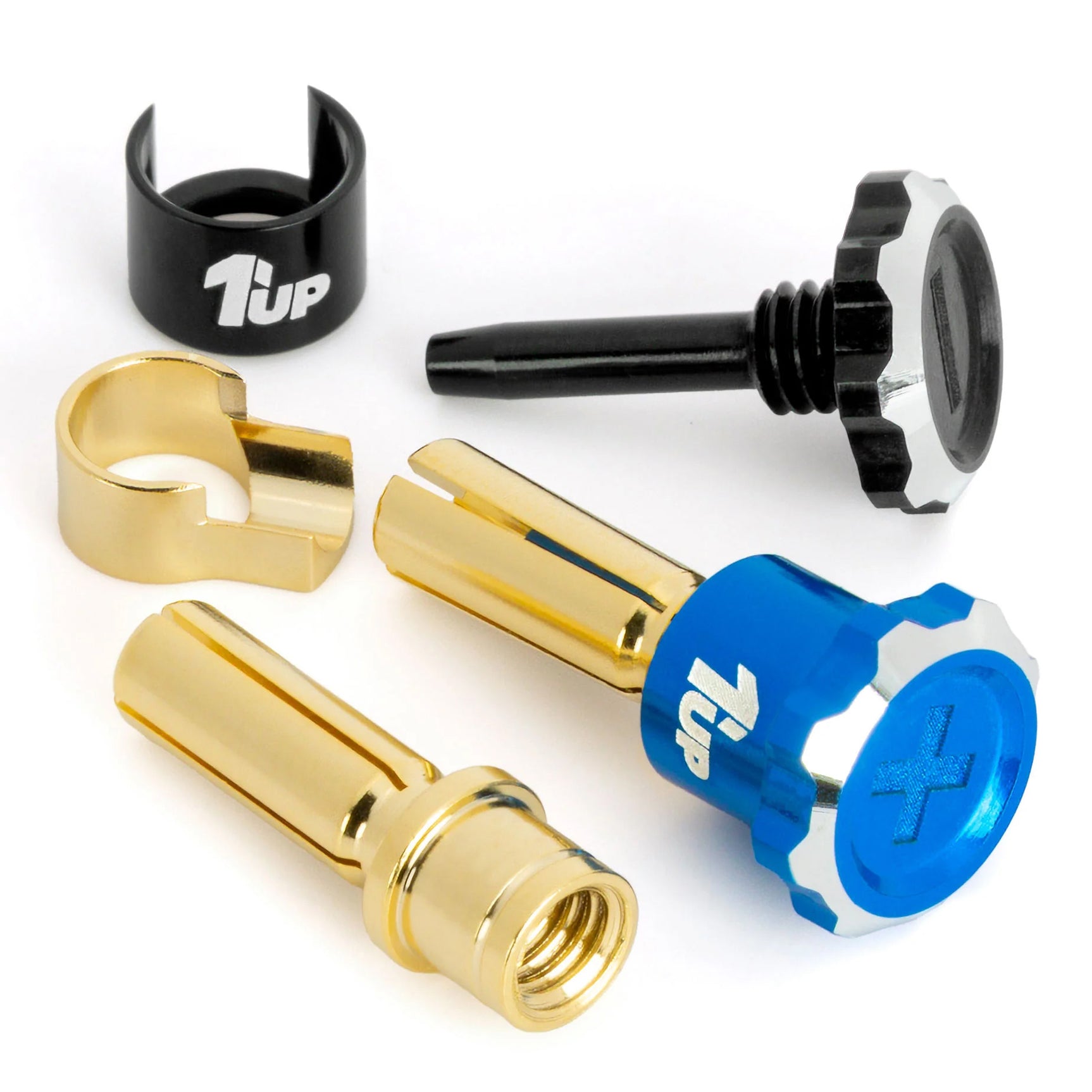 1UP190451 190451 Lockdown Adjustable Bullet Plugs, 5mm (2), Blue/Black