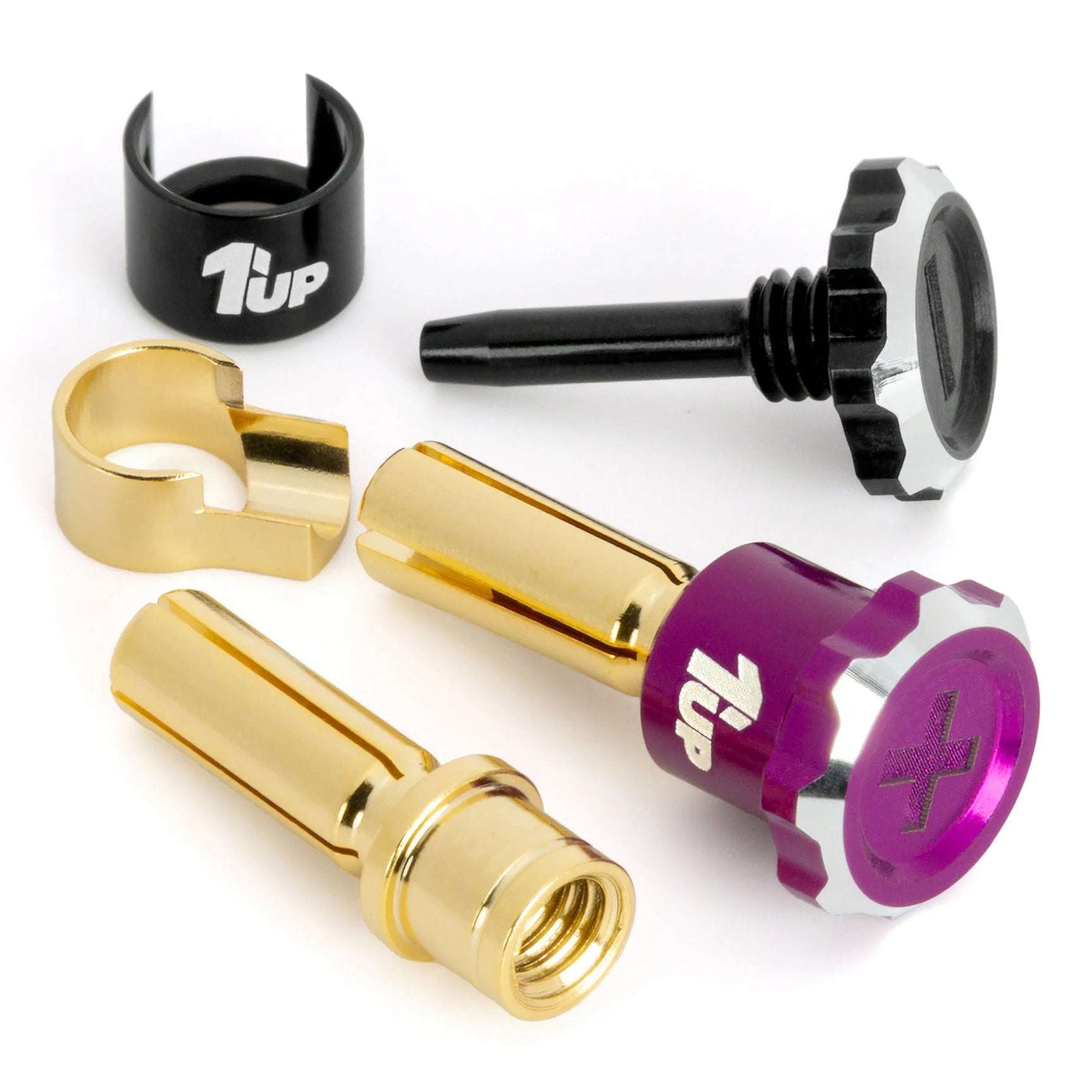 1UP190453 190453 Lockdown Adjustable Bullet Plugs, 5mm (2), Purple/Black