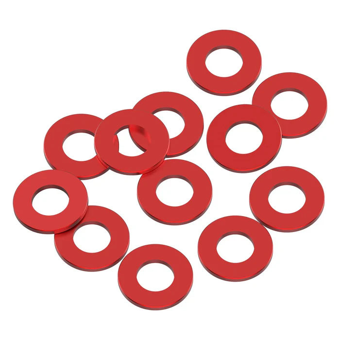 1UP80332 80332 Precision Aluminum 3x6mm Ballstud Shims, Red, 0.5mm (12)