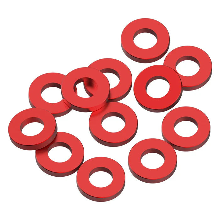 1UP80334 80334 Precision Aluminum 3x6mm Ballstud Shims, Red, 1.0mm (12)
