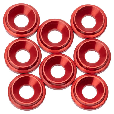 1Up Racing 820509 Aluminum Countersunk Washers, M3 (8), Red