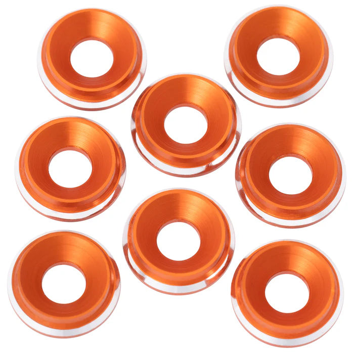 1UP820619 820619 7075 LowPro M3 Countersunk Washers, Orange Shine (8)