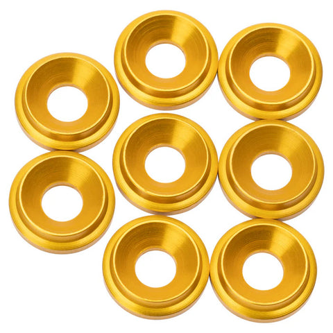 1Up Racing 820709 Aluminum Countersunk Washers, M3 (8), Gold
