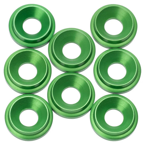 1Up Racing 820809 Aluminum Countersunk Washers, M3 (8), Green