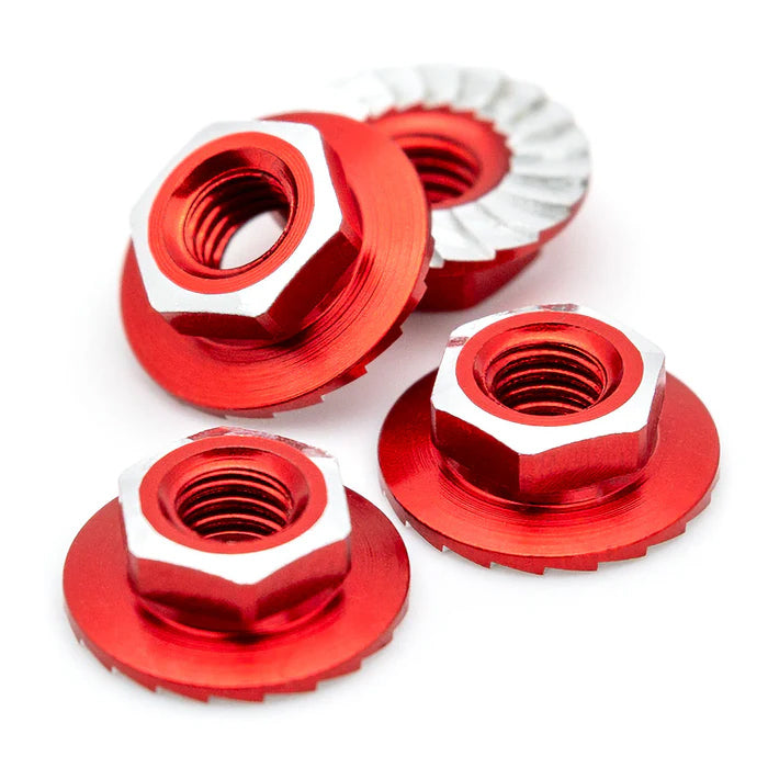 1UP870501 870501 7075 Aluminum Lockdown M4 Wheel Nuts, Red (4)