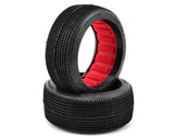 AKA14019SR 14019SR Double Down 1/8 Buggy Tires w/ Red Inserts, Soft (2)