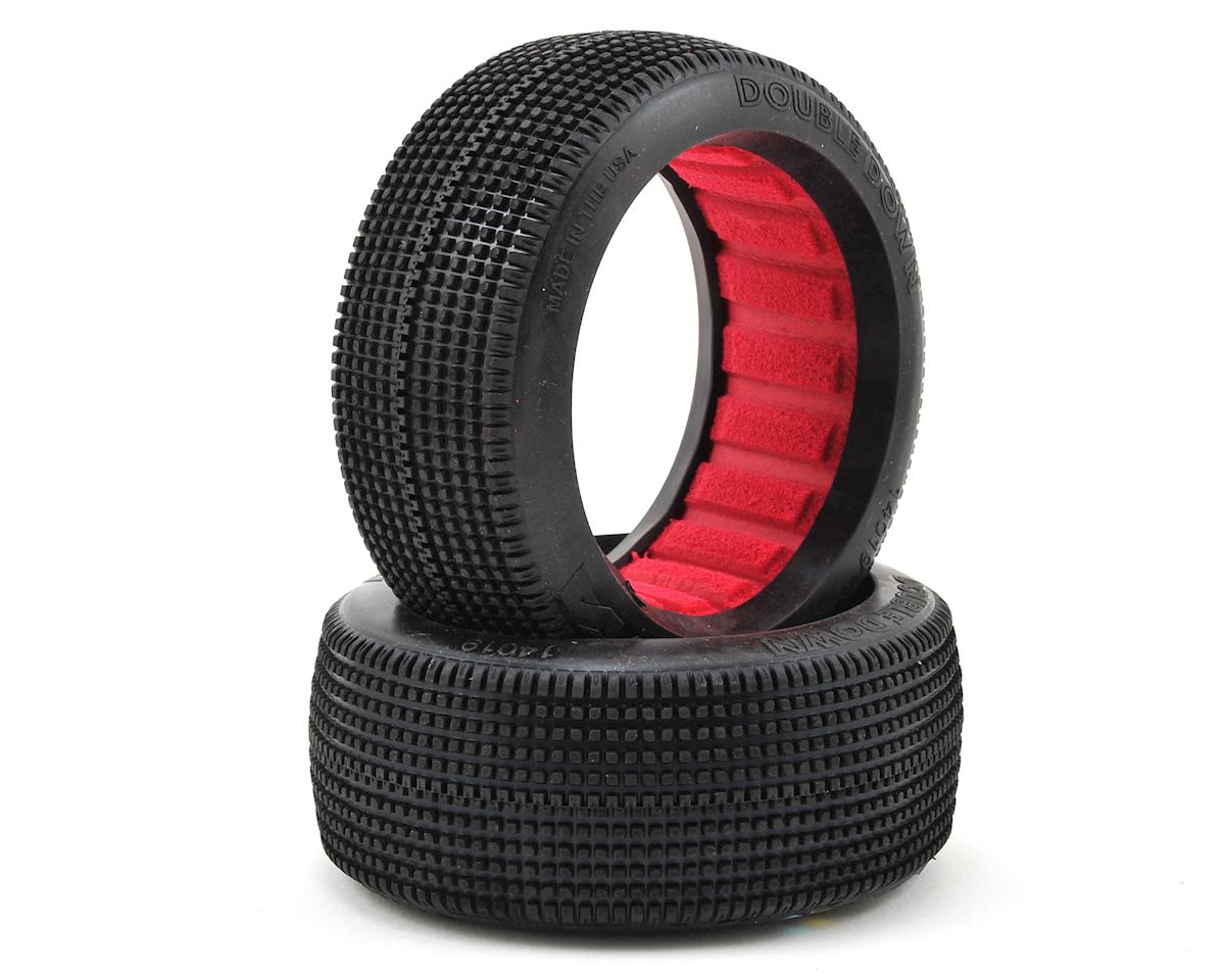 AKA14019ZR 14019ZR Double Down 1/8 Buggy Tires w/ Red Inserts, Medium Long Wear (2)