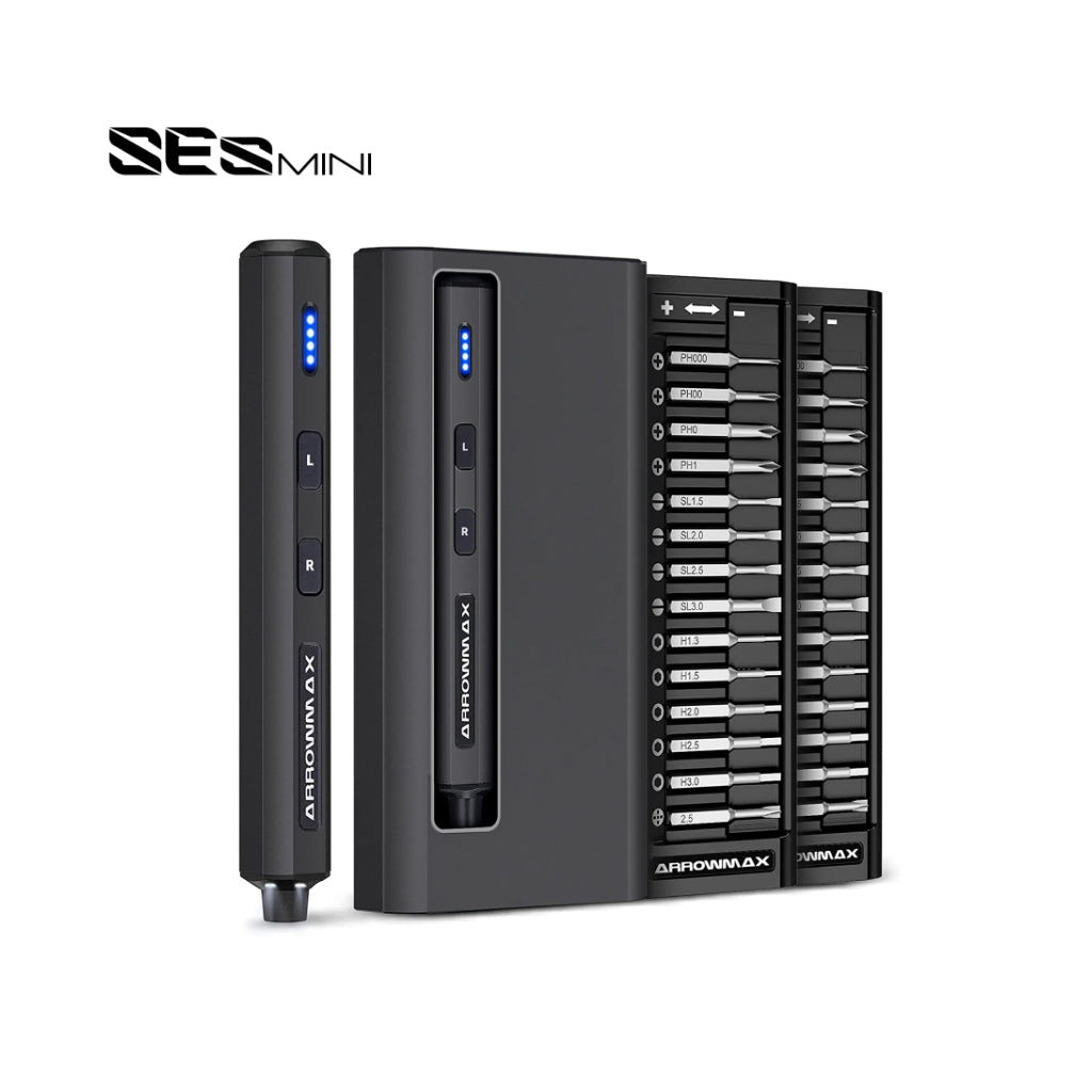 AMXAM199911B AM199911B SES Mini Electric Screwdriver Set, 28pc, Black