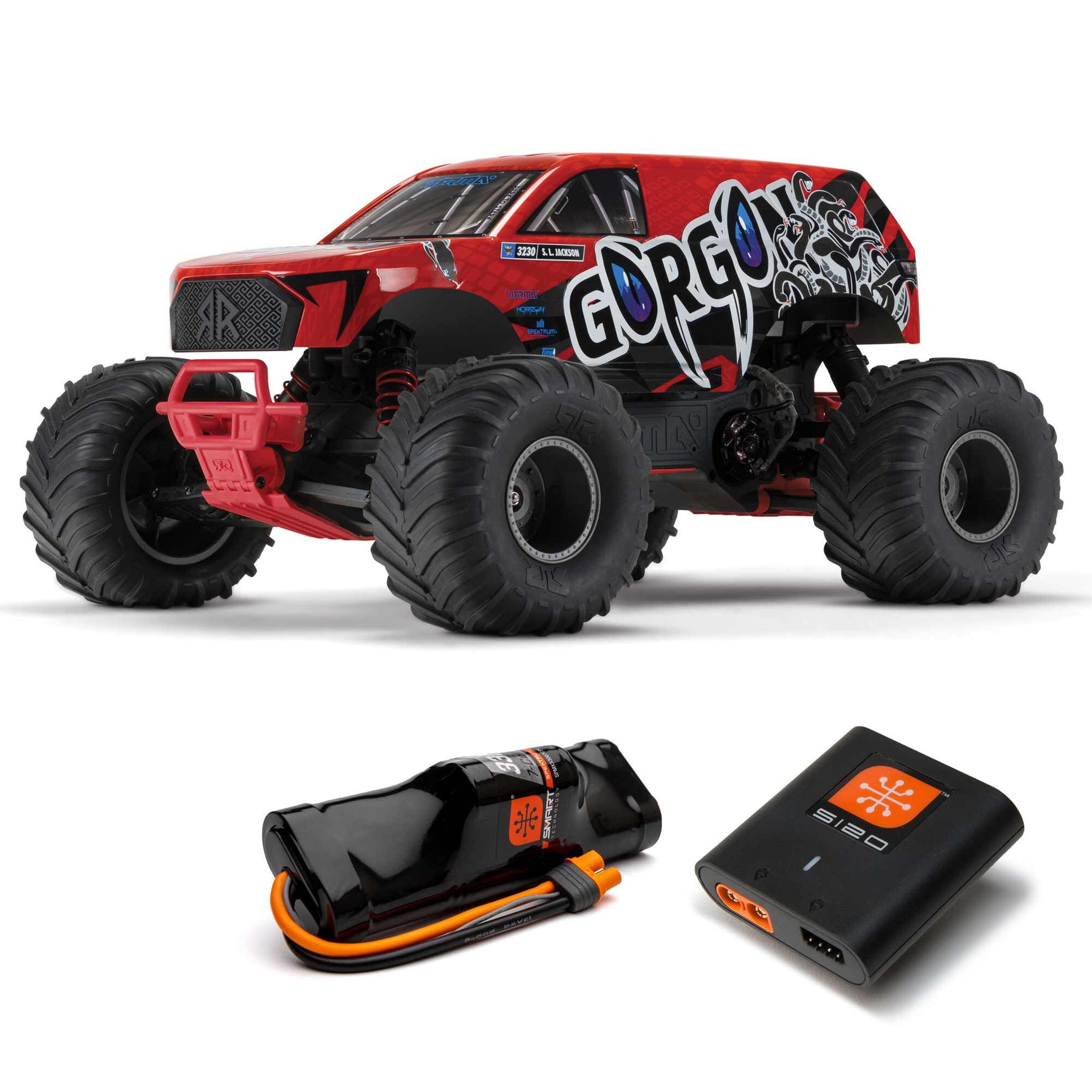 ARA3230ST2 ARA3230ST2 GORGON 1/10 2WD Monster Truck RTR, Red