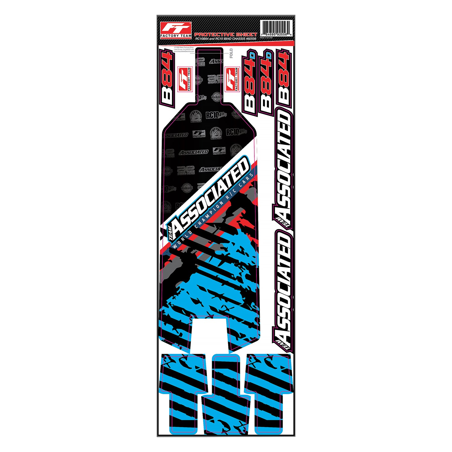 ASC92556 92556 RC10 B84 Factory Team Chassis Skin / Protective Sheet