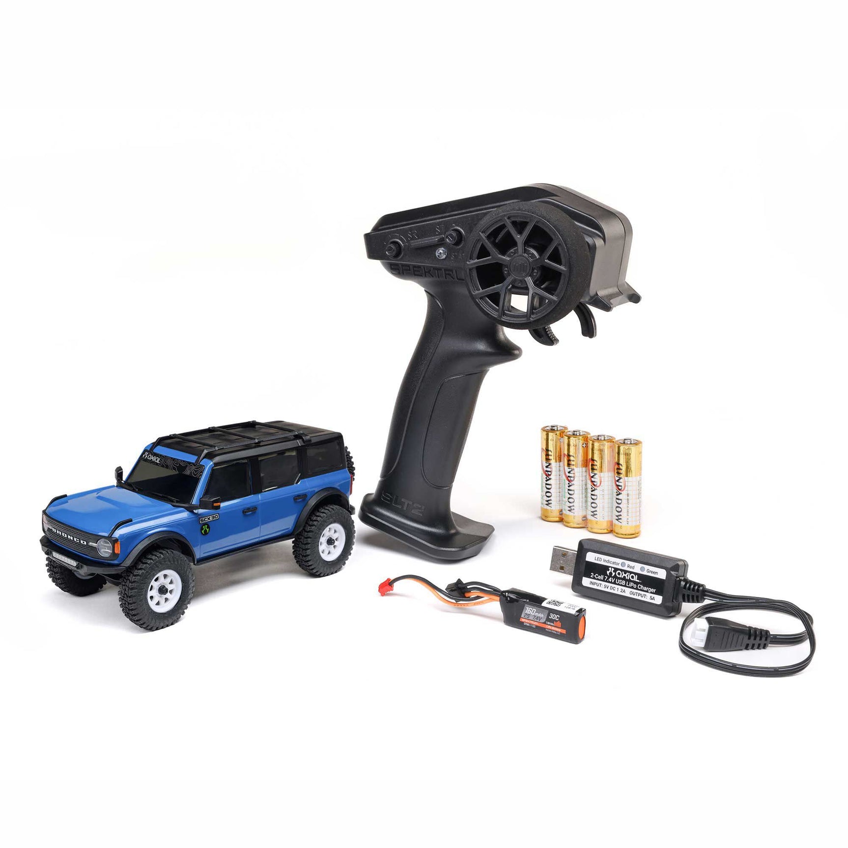SCX30 Ford Bronco 1/30 4X4 Crawler RTR Combo, Blue