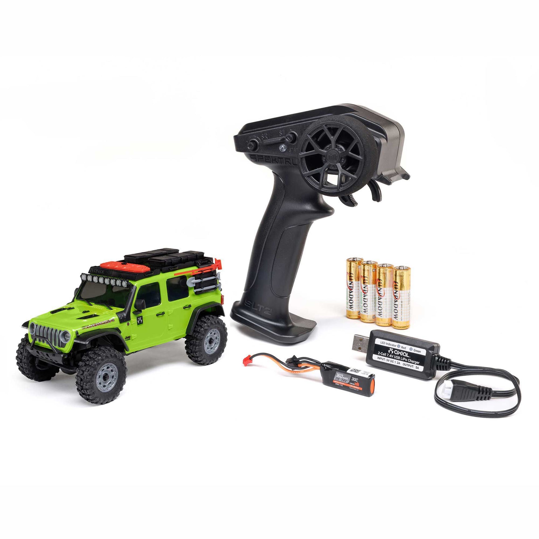 SCX30 Jeep Wrangler JLU 1/30 4X4 Crawler RTR Combo, Green
