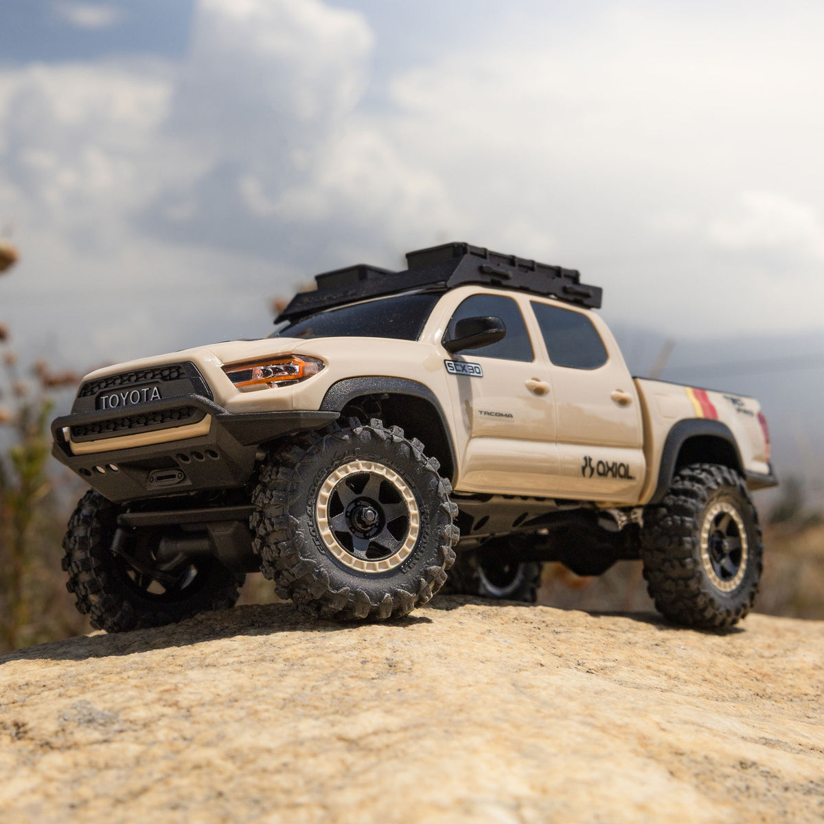 SCX30 Toyota Tacoma TRD Pro 4X4 Brushed 1/30 Rock Crawler RTR Combo, Brown