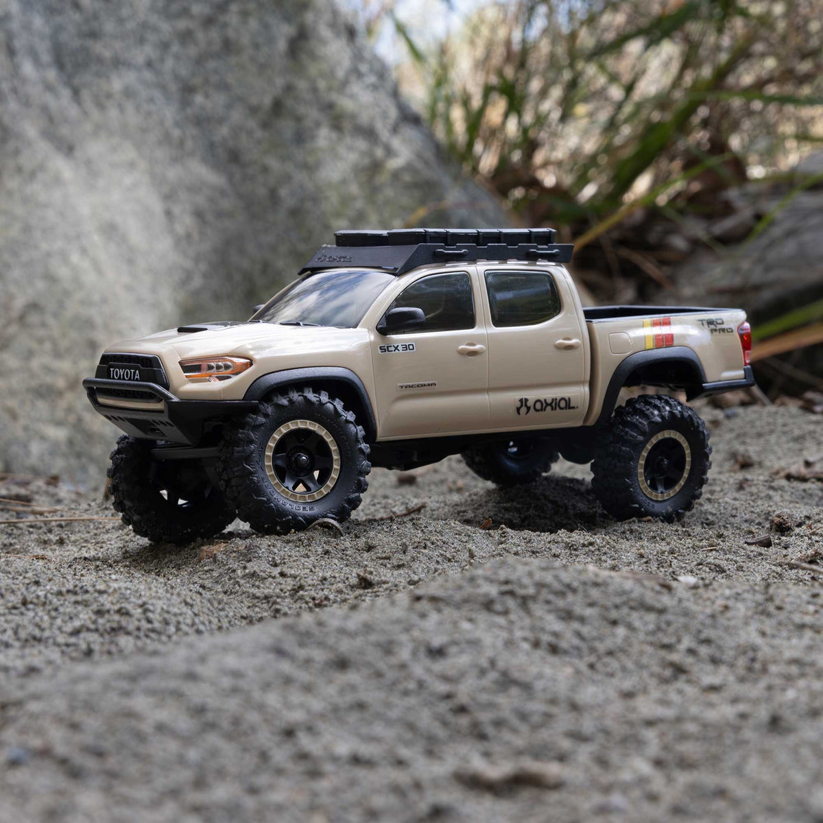 SCX30 Toyota Tacoma TRD Pro 4X4 Brushed 1/30 Rock Crawler RTR Combo, Brown