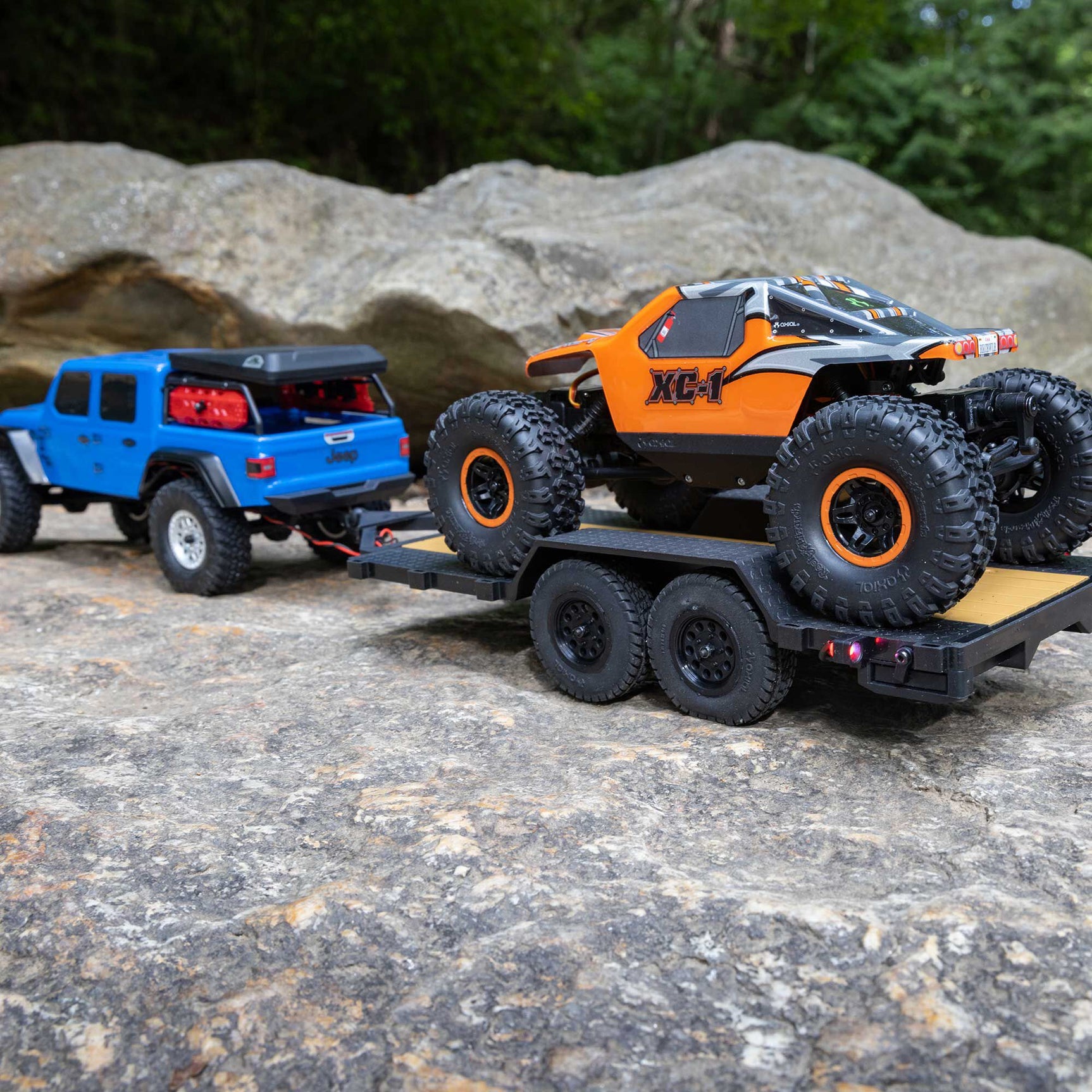 SCX24 1/24 Scale Flat Bed Vehicle Trailer w/ Lights