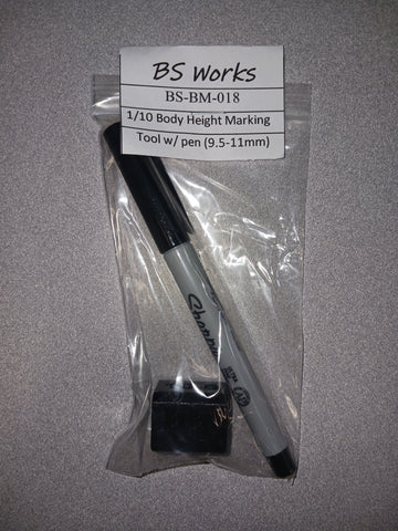 BS Works BS-BM-018 1/10 Touring Car Body Height Marking Tool w/ Pen, 9.5-11mm