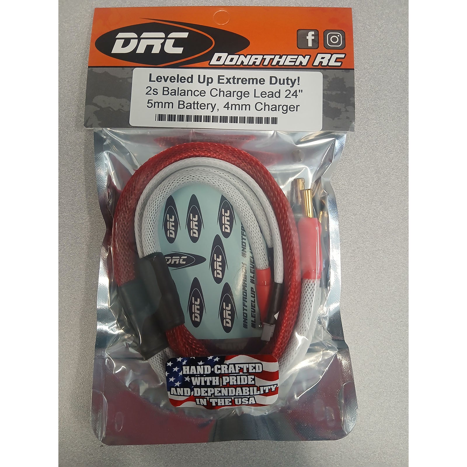 DRC2SBCL24-4MM-RED 2SBCL24-4MM-RED 2S Balance Charge Lead, 5mm Battery / 4mm Charger, Red