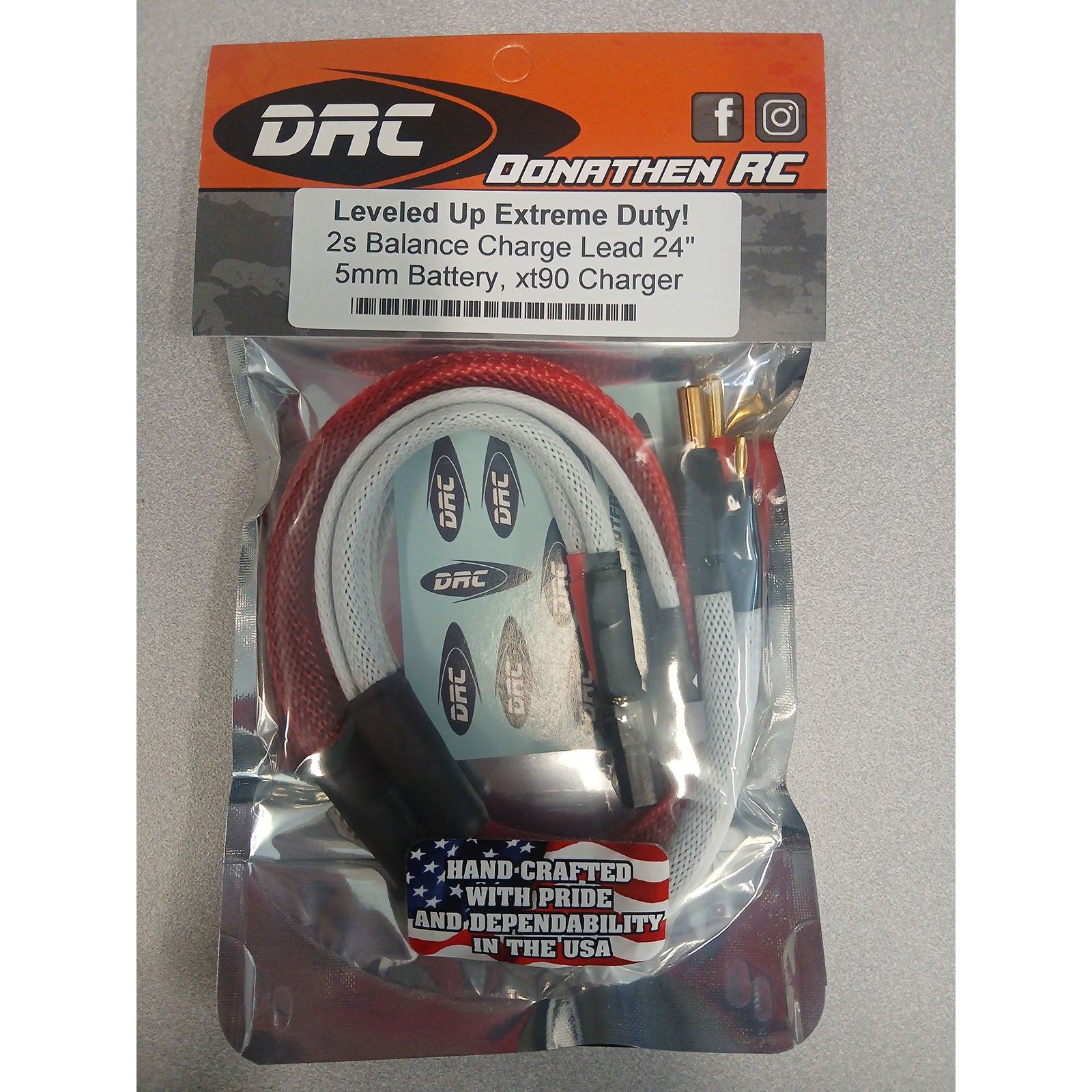 DRC2SBCL24-XT90-RED 2SBCL24-XT90-RED 2S Balance Charge Lead, 5mm Battery / XT90 Charger, Red