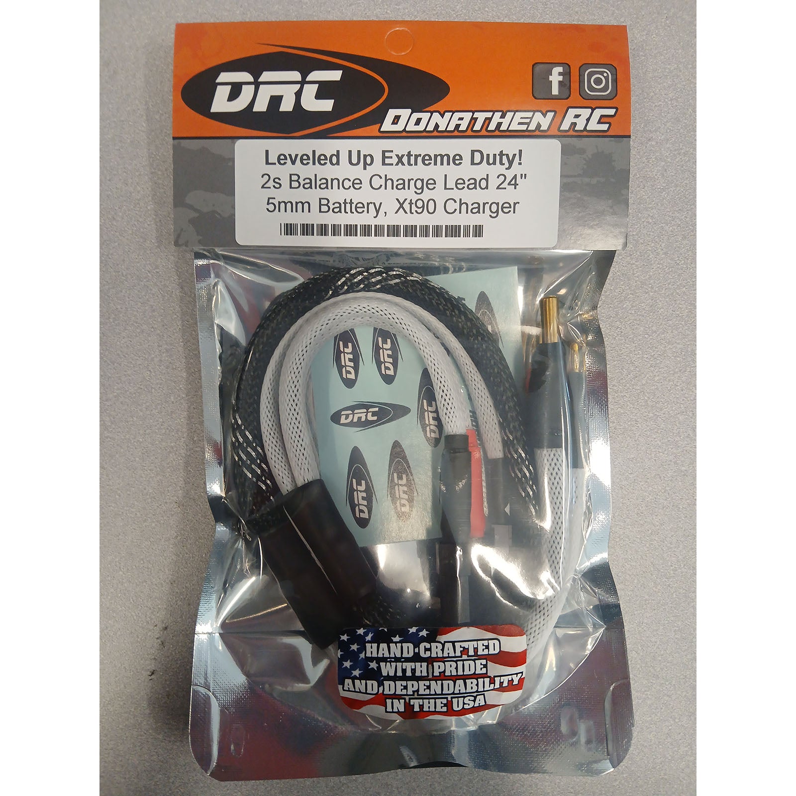 DRC2SBCL24-XT90-TI 2SBCL24-XT90-TI 2S Balance Charge Lead, 5mm Battery / XT90 Charger, Titanium