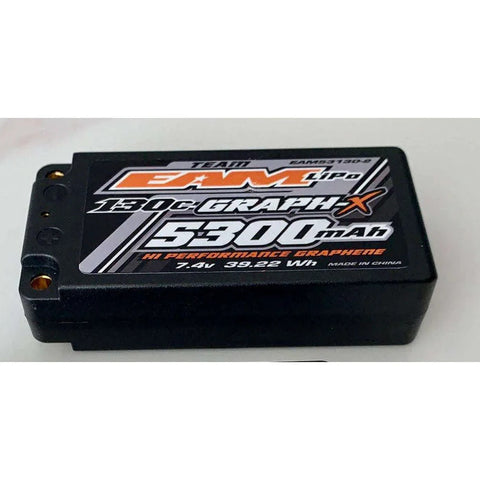 Team EAM 53130-2 Graph-X Formula Shorty 7.4v 2S LiPo Battery, 5300mAh 130C