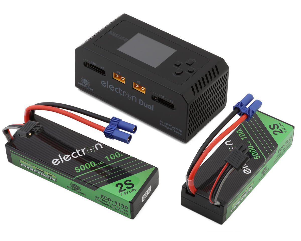 ECP-1017 ECP-1017 Intelligent 2S EC5 LiPo Battery & Dual Charger, (2) 5000mAh