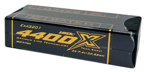 Exalt 3201 Exalt X-Rated 7.4v 2S LiPo Battery, Shorty, 4400mAh 150c