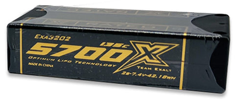 Exalt 3202 Exalt X-Rated 7.4v 2S LiPo Battery, Shorty, 5700mAh 135c