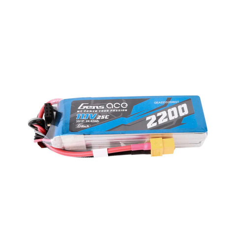 Gens Ace 223S25X6GT XT60 3S 11.1V G-Tech Smart LiPo Battery, 25C 2200mAh