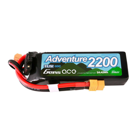 Gens Ace 223S60X6GT XT60 3S 11.1V G-Tech Smart LiPo Battery, 60C 2200mAh
