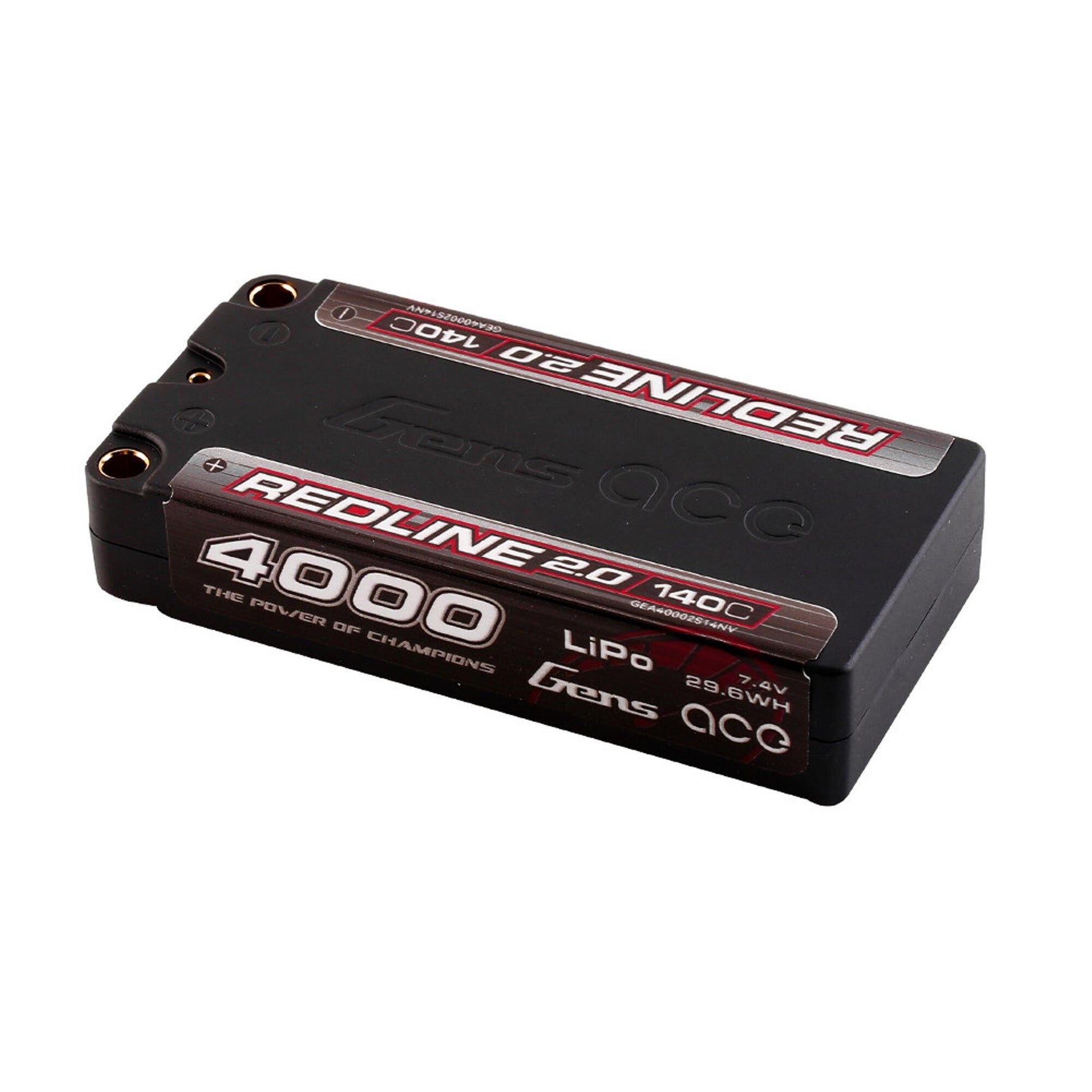 Redline 2.0 Shorty Hardcase LiPo Battery, 5mm Bullet, 7.4V 2S 4000mAh 140C