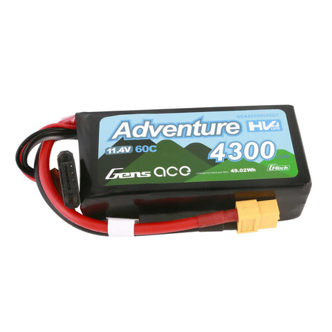 Gens Ace 433S60X6GT XT60 3S 11.4V G-Tech Smart Lipo Battery, 60C 4300mAh