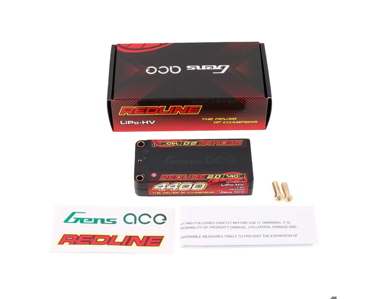 Gens Ace Redline 2.0 2S Shorty LiHV Battery, 4400mAh 140C, 44002S14S5