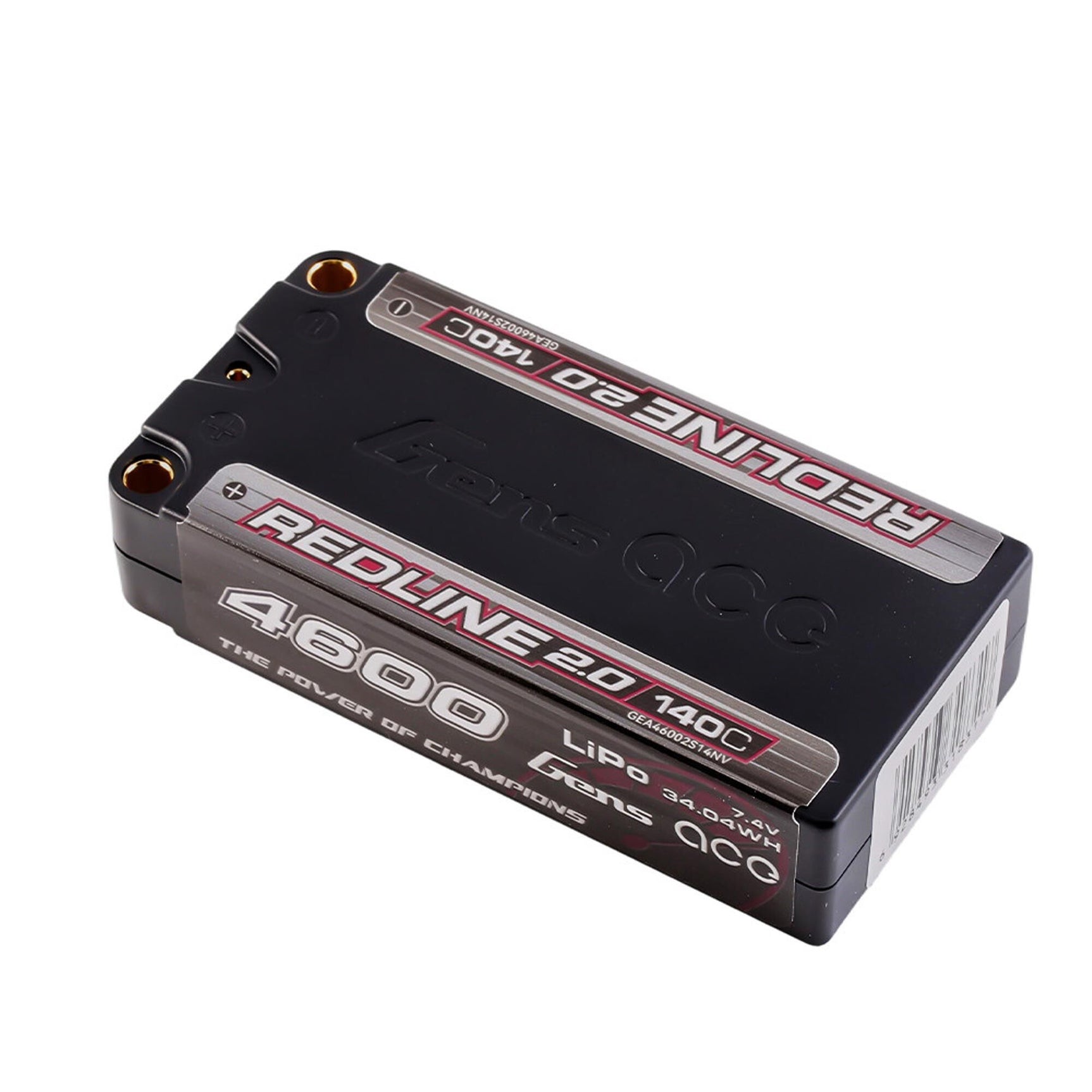 Redline 2.0 Shorty Hardcase LiPo Battery, 5mm Bullet, 7.4V 2S 4600mAh 140C