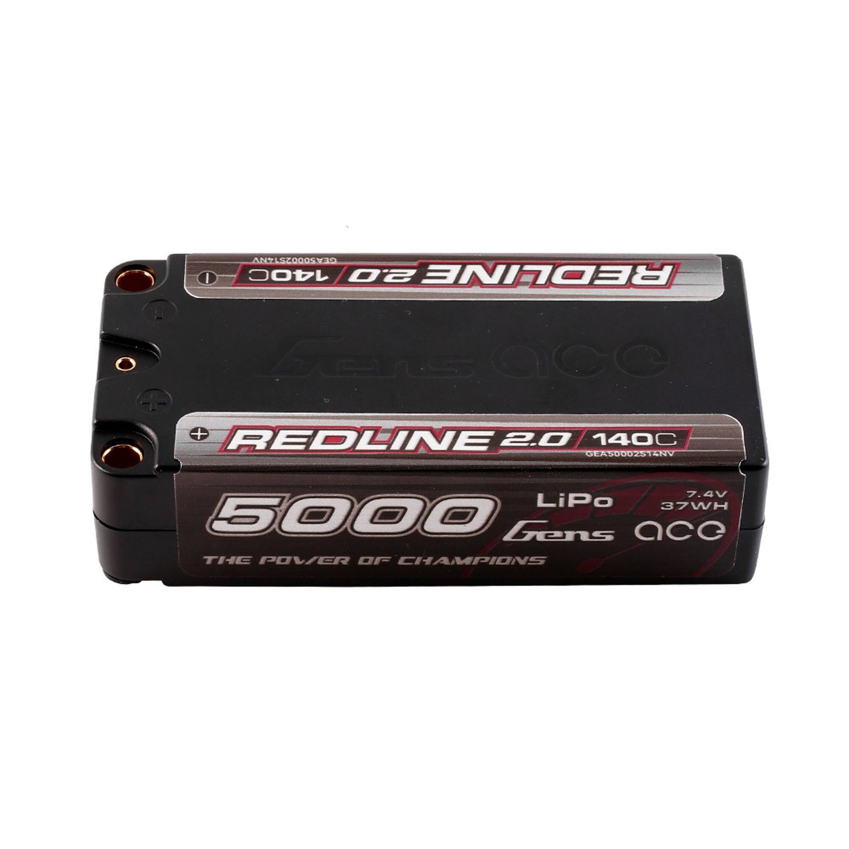 GEA50002S14NV 50002S14NV Redline 2.0 Shorty Hardcase LiPo Battery, 5mm Bullet, 7.4V 2S 5000mAh 140C