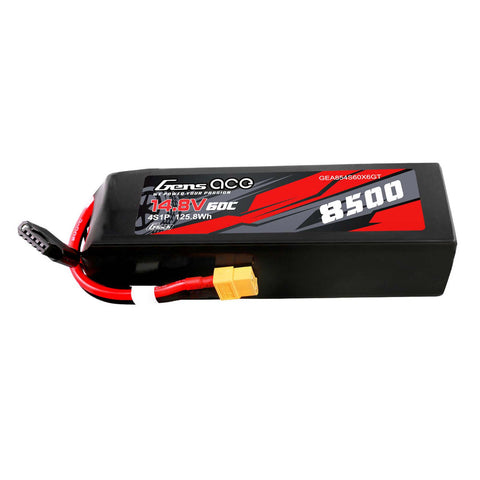 Gens Ace 854S60X6GT XT60 4S 14.8V G-Tech Smart Lipo Battery, 60C 8500mAh