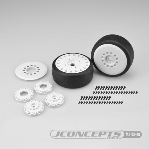 JConcepts 3113-19 Speed Claw Belted 83mm Speed Run Pre-Glued Tires, White (2)