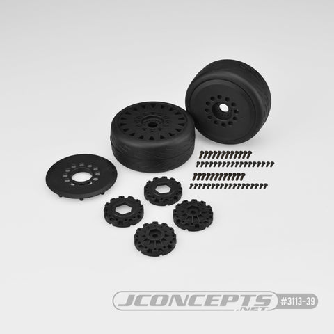 JConcepts 3113-39 Speed Claw Belted 83mm Speed Run Pre-Glued Tires, Black (2)