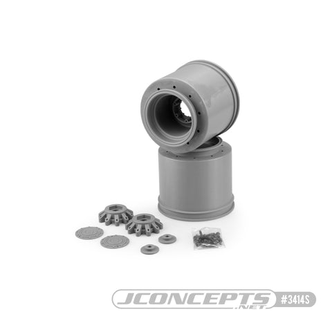 JConcepts 3414S Aggressor 2.6x3.8mm Maxx / Monster Truck Wheel, Silver (2)