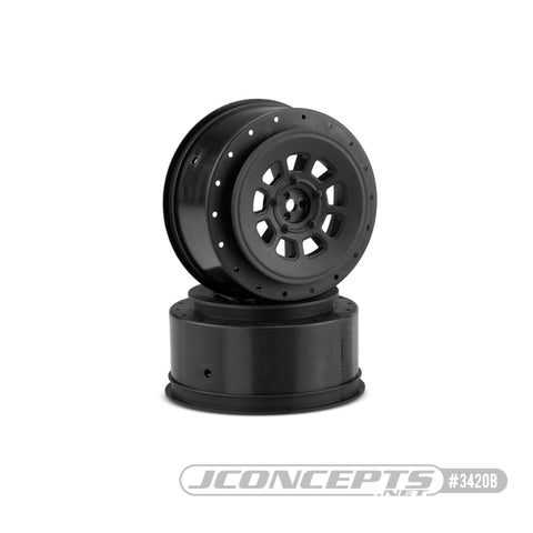 JConcepts 3420B 9-Shot Short Course Truck Wheel, +3 Offset, Black (2)