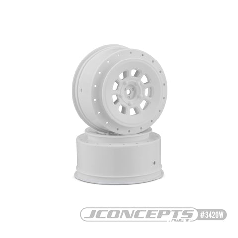 JConcepts 3420W 9-Shot Short Course Truck Wheel, +3 Offset, White (2)