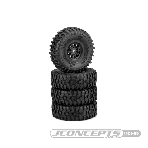 JConcepts 4023-3594 Tusk Pre-Glued Tire, Hazard Wheels, Gold Comp., SCX24