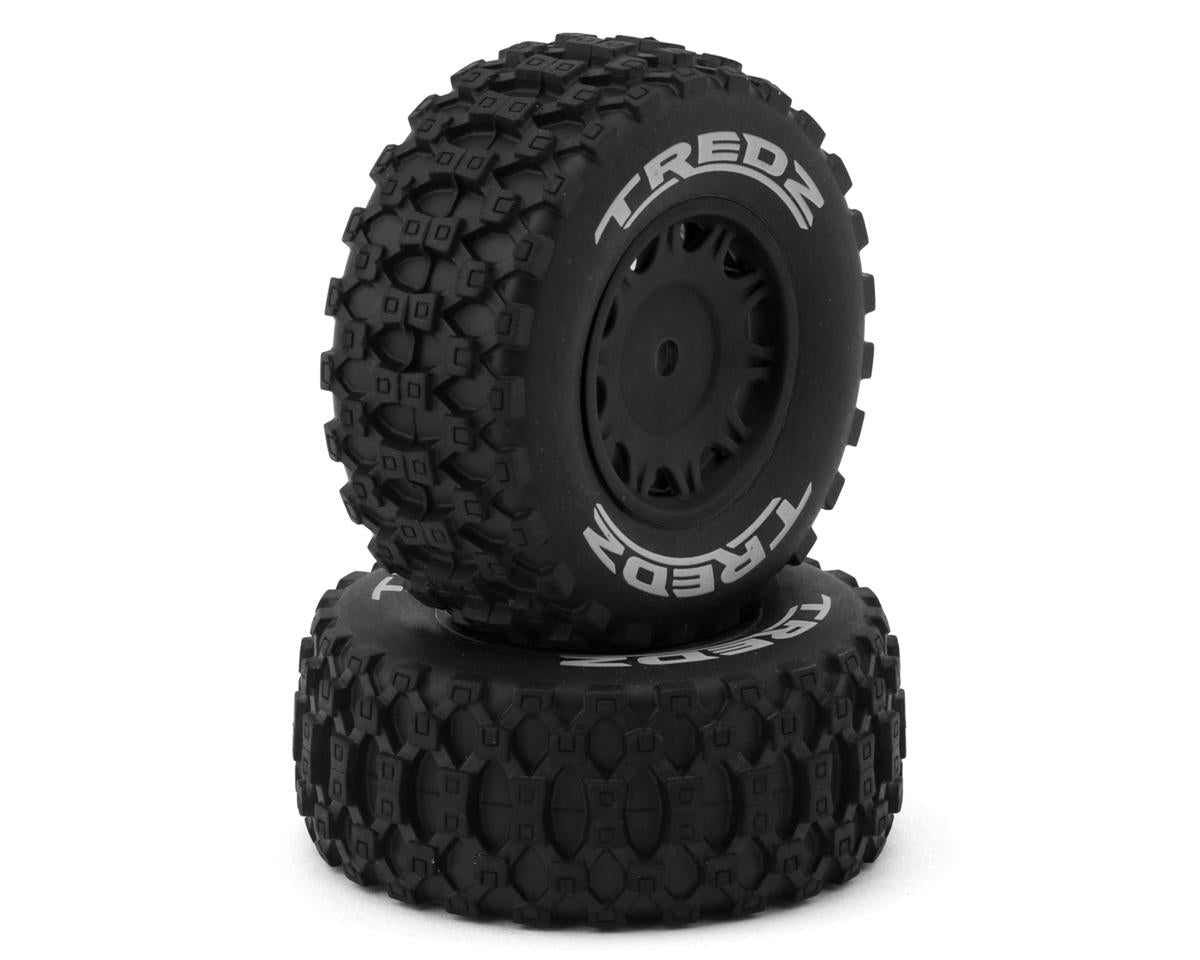 MVK151224 151224 QByte SC Tredz 1/12 Short Course Truck Pre-Mounted Tires, Black (2)