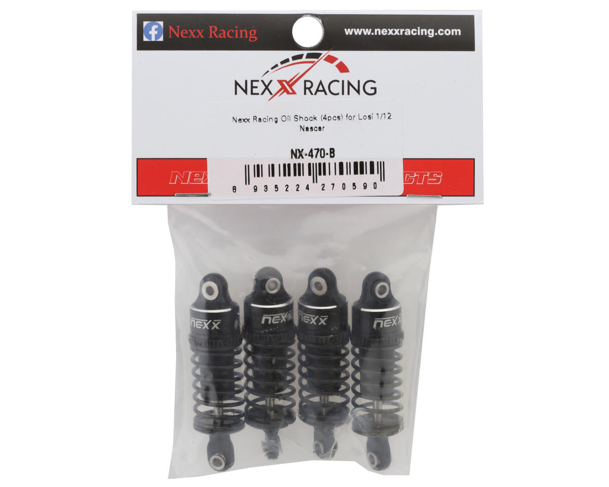 Losi NASCAR Aluminum Oil-Filled Threaded Shocks, Black (4)