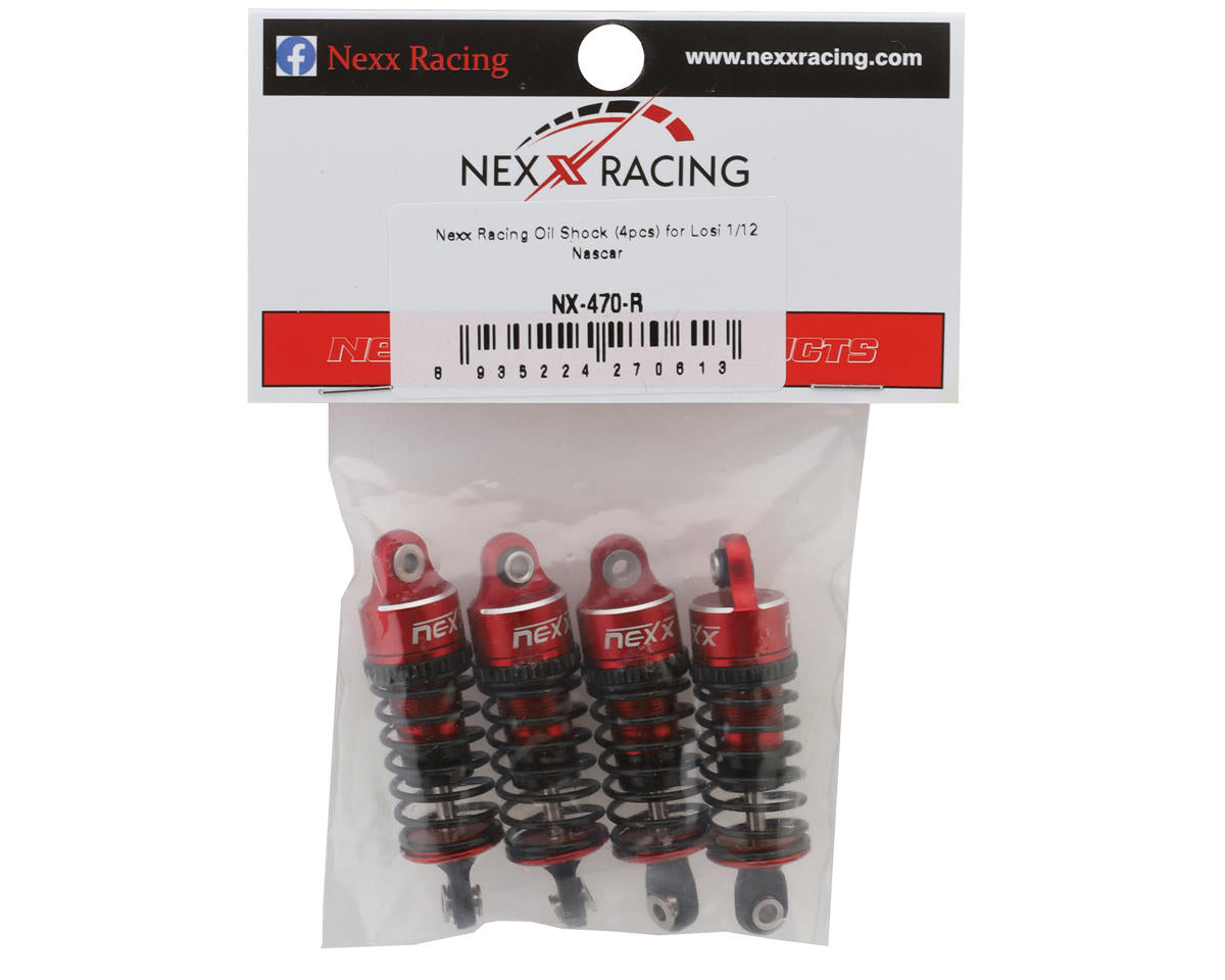 Losi NASCAR Aluminum Oil-Filled Threaded Shocks, Red (4)