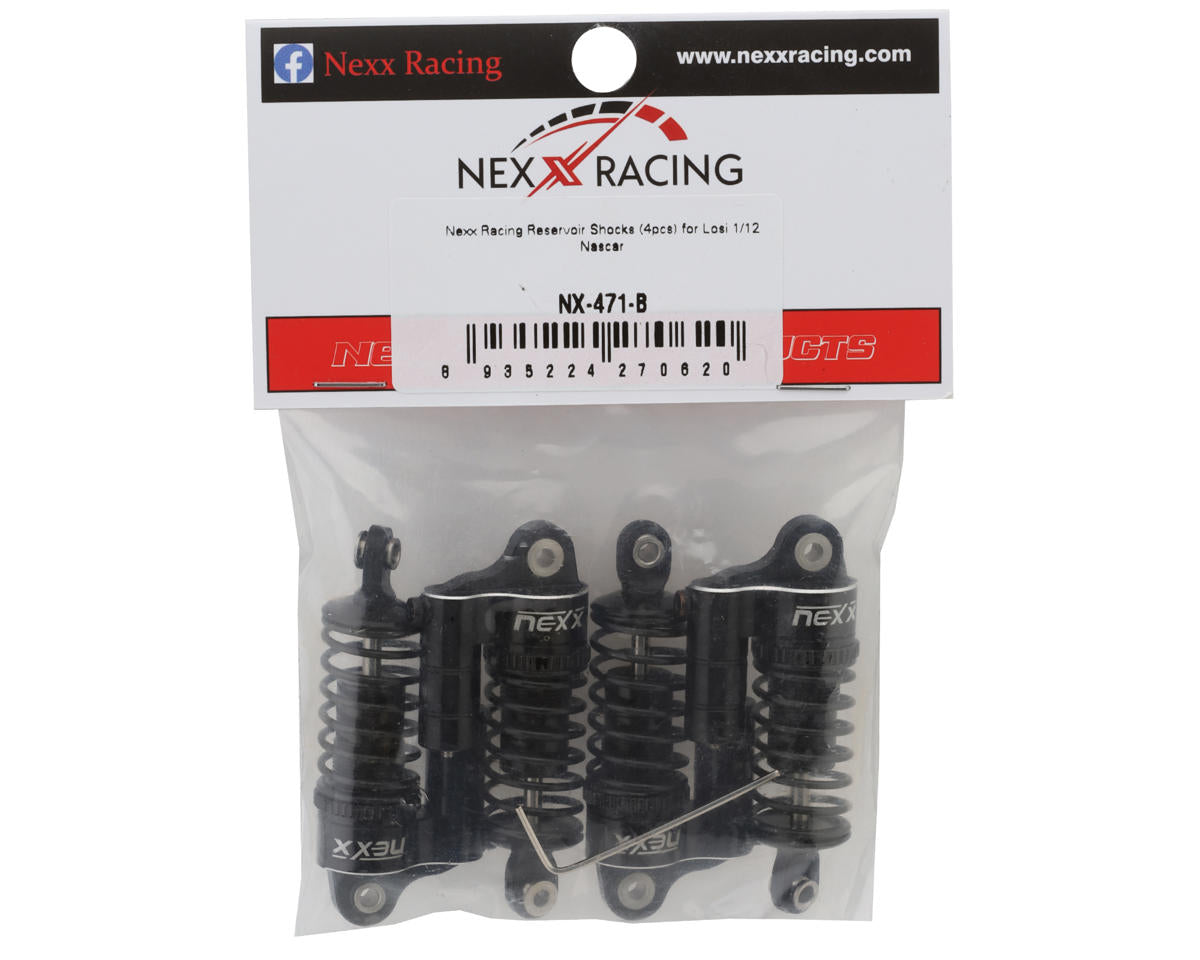 Losi NASCAR Aluminum Oil-Filled Threaded Reservoir Shocks, Black (4)