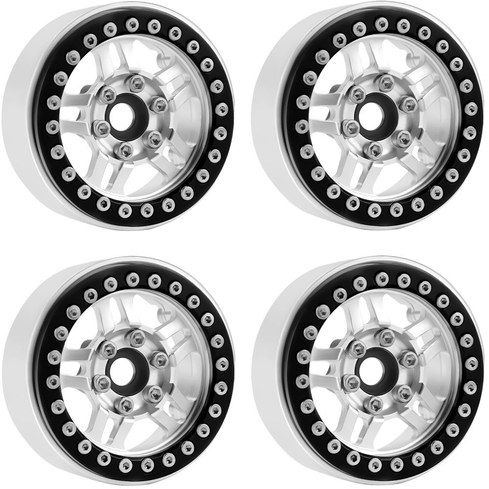 PHB5053SILVER PHB5053SILVER B4Aluminum 1.9 Beadlock Wheels, 9mm Hubs, Silver (4)