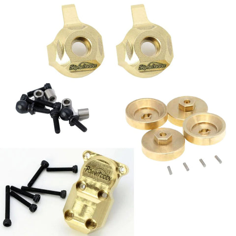 Power Hobby PHBPHSCX2418 Brass Hex Hubs w/ Differential Cover & Front Knuckles