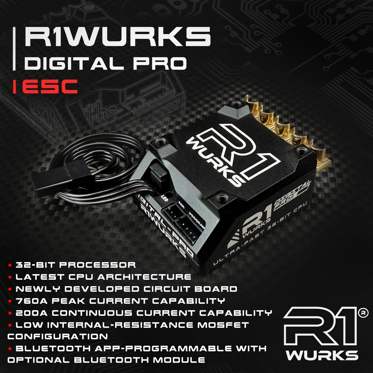 R1W040024 40024 Digital Pro Sensored Brushless ESC, 200A
