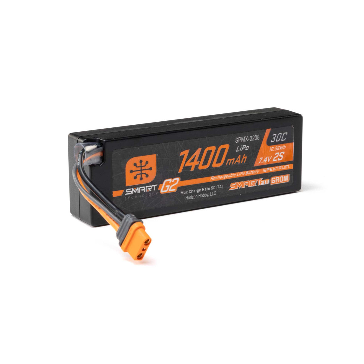 GROM Smart G2 2S LiPo Battery w/ IC2 Connector, SmartFit Hard Case, 7.4V 1400mAh 30C