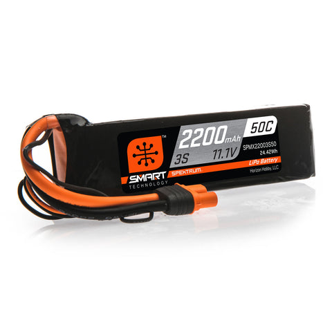 Spektrum SPMX22003S50 IC3 3S 11.1V Smart LiPo Battery, 50C 2200mAh